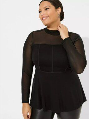 NWOT Torrid High-Neck Corset Top - Ponte & Mesh Black